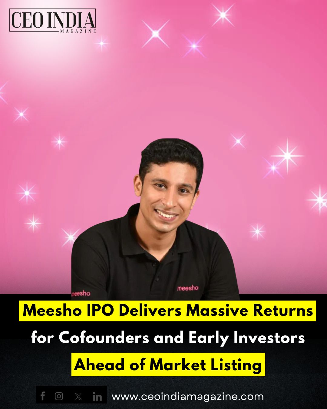Meesho IPO Delivers Massive Returns for Cofounders and Early Investors Ahead of Market Listing